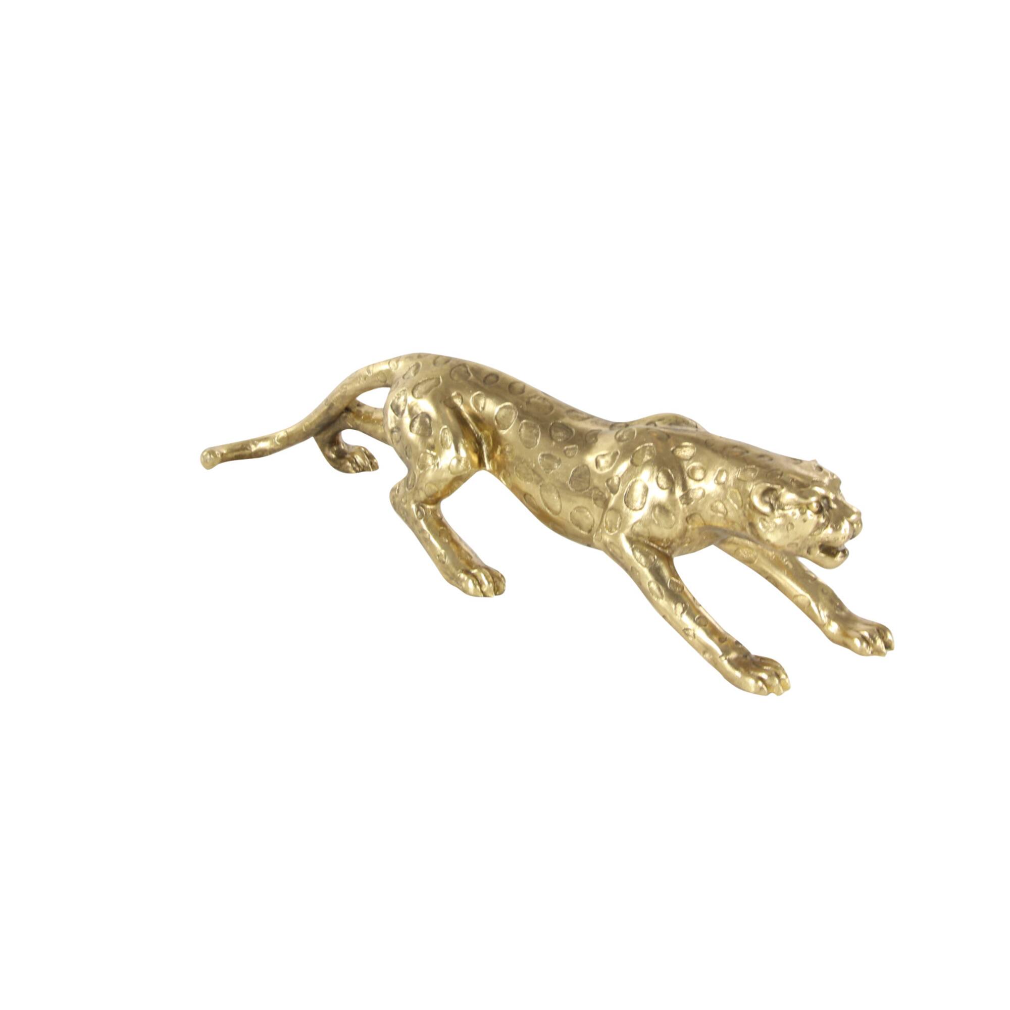 34" Gold Polystone Glam Leopard Sculpture